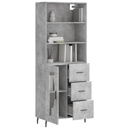 Highboard Concrete Grey 69.5x34x180 cm Engineered Wood