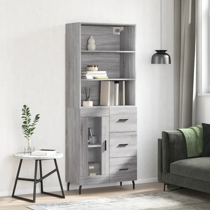 Highboard Grey Sonoma 69.5x34x180 cm Engineered Wood