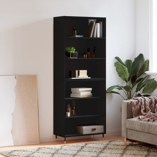 Highboard Black 69.5x32.5x180 cm Engineered Wood