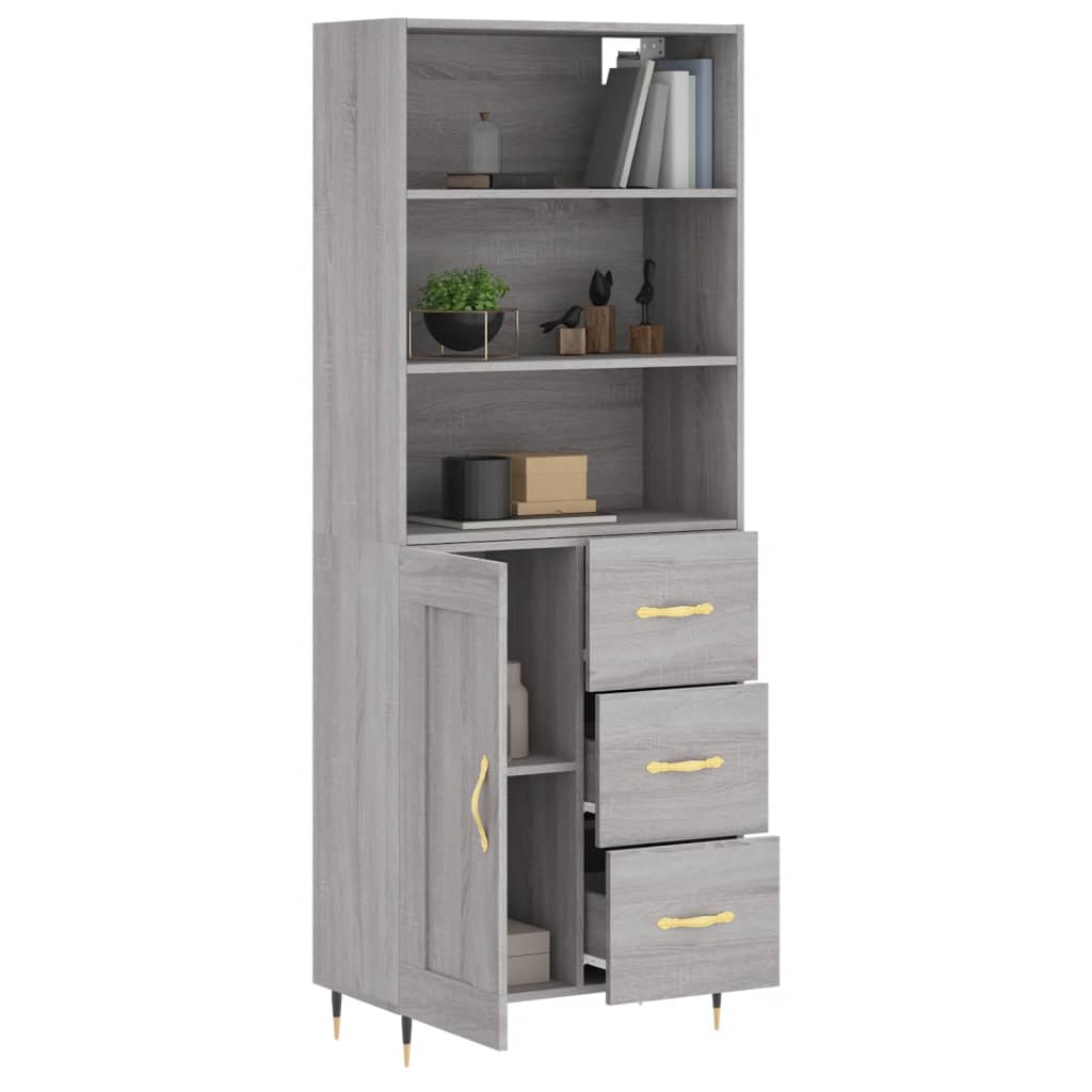 Highboard Grey Sonoma 69.5x34x180 cm Engineered Wood