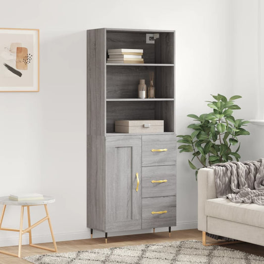 Highboard Grey Sonoma 69.5x34x180 cm Engineered Wood