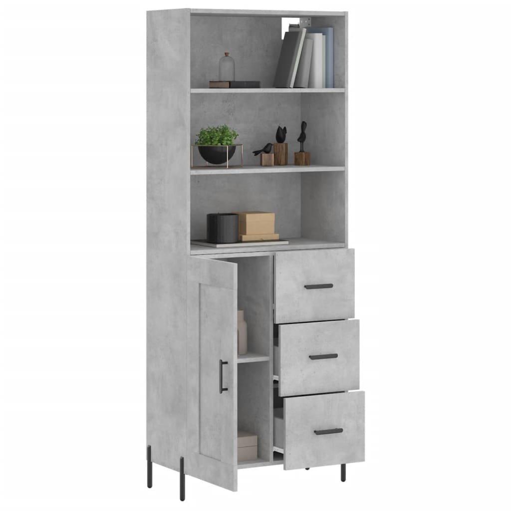 Highboard Concrete Grey 69.5x34x180 cm Engineered Wood