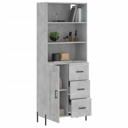 Highboard Concrete Grey 69.5x34x180 cm Engineered Wood