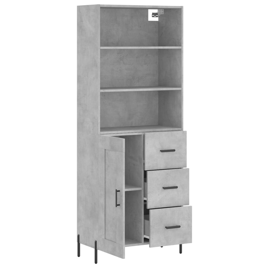 Highboard Concrete Grey 69.5x34x180 cm Engineered Wood