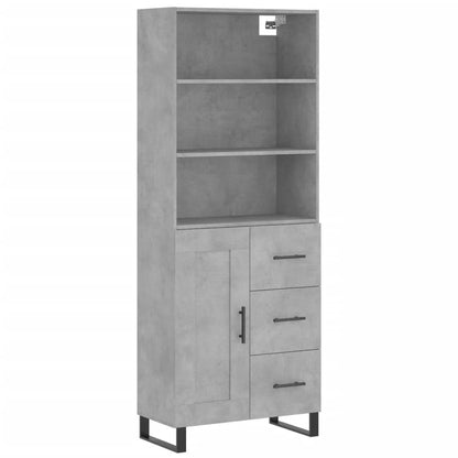 Highboard Concrete Grey 69.5x34x180 cm Engineered Wood