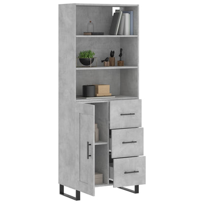 Highboard Concrete Grey 69.5x34x180 cm Engineered Wood