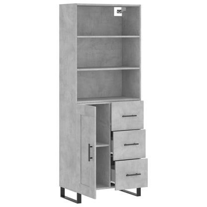 Highboard Concrete Grey 69.5x34x180 cm Engineered Wood