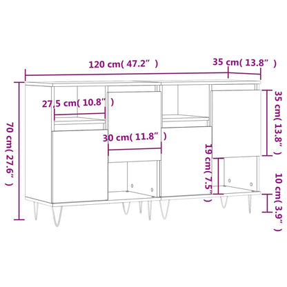 Sideboards 2 pcs White Engineered Wood