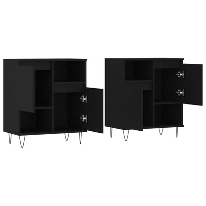 Sideboards 2 pcs Black Engineered Wood