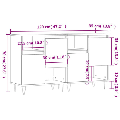 Sideboards 2 pcs Black Engineered Wood