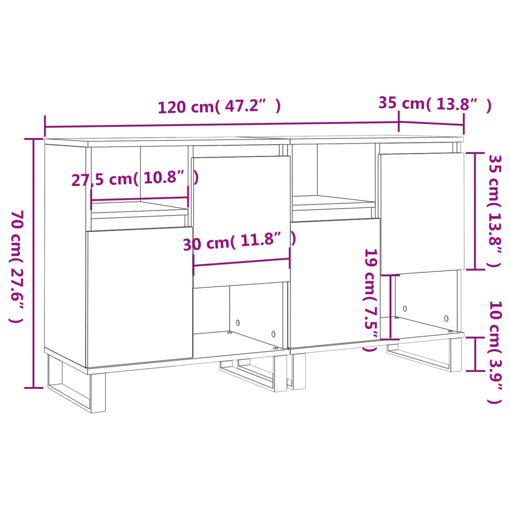 Sideboards 2 pcs Smoked Oak Engineered Wood