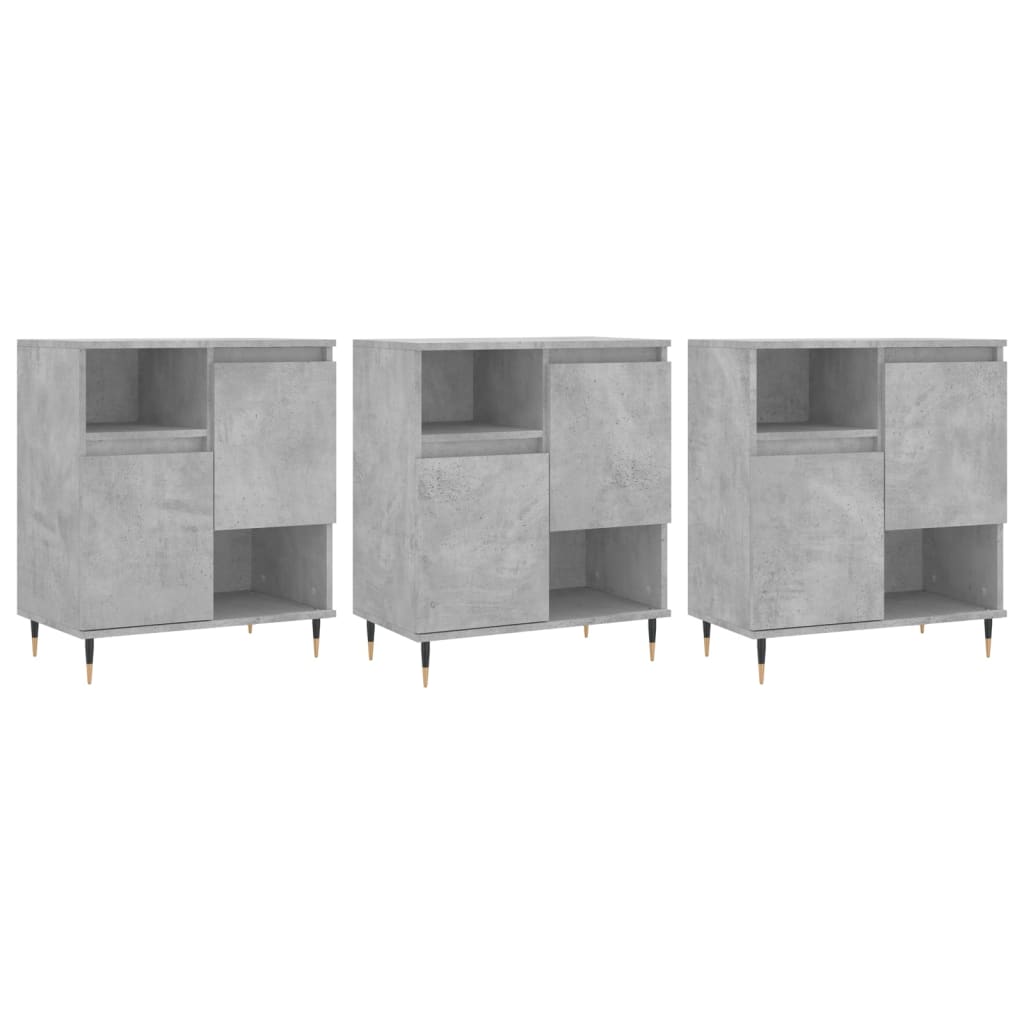 Sideboards 3 pcs Concrete Grey Engineered Wood