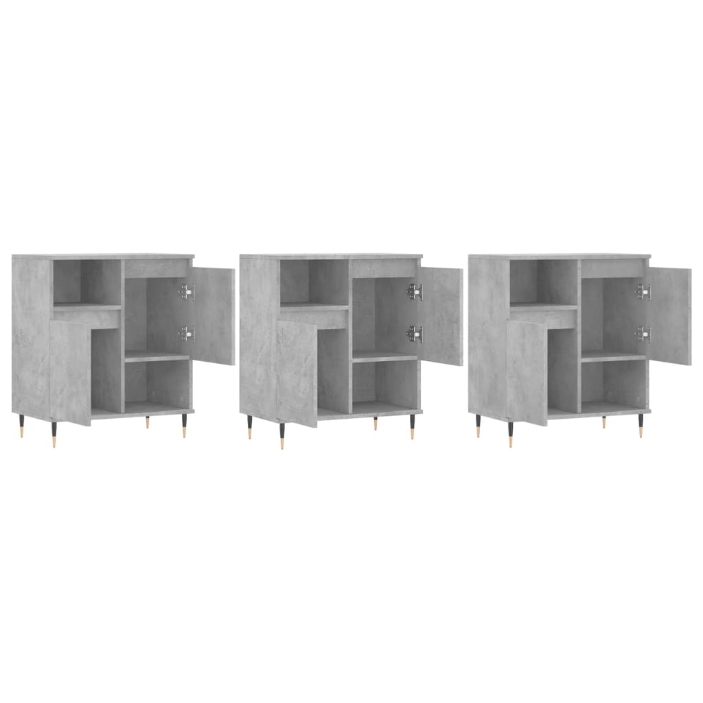 Sideboards 3 pcs Concrete Grey Engineered Wood