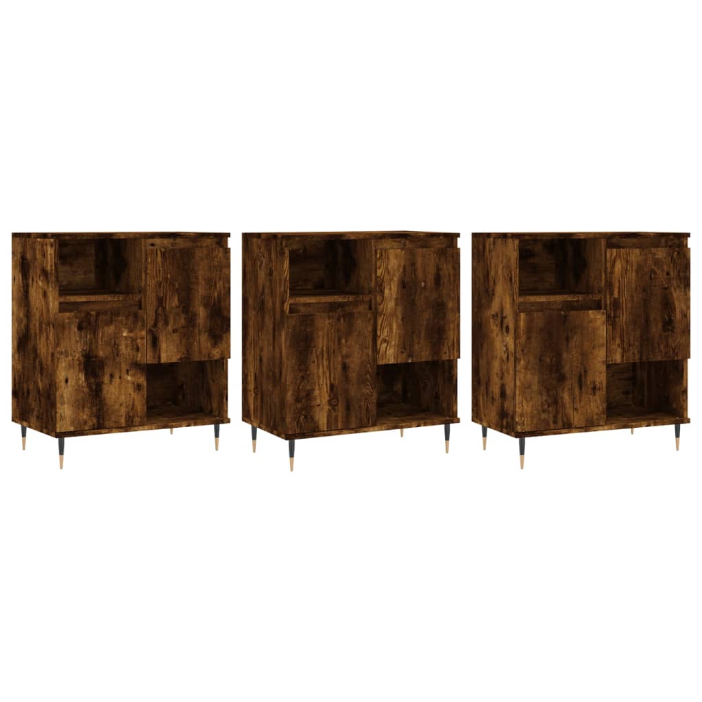 Sideboards 3 pcs Smoked Oak Engineered Wood