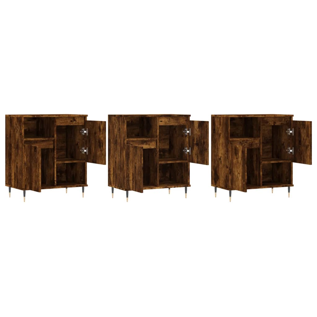 Sideboards 3 pcs Smoked Oak Engineered Wood