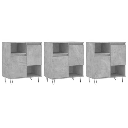 Sideboards 3 pcs Concrete Grey Engineered Wood