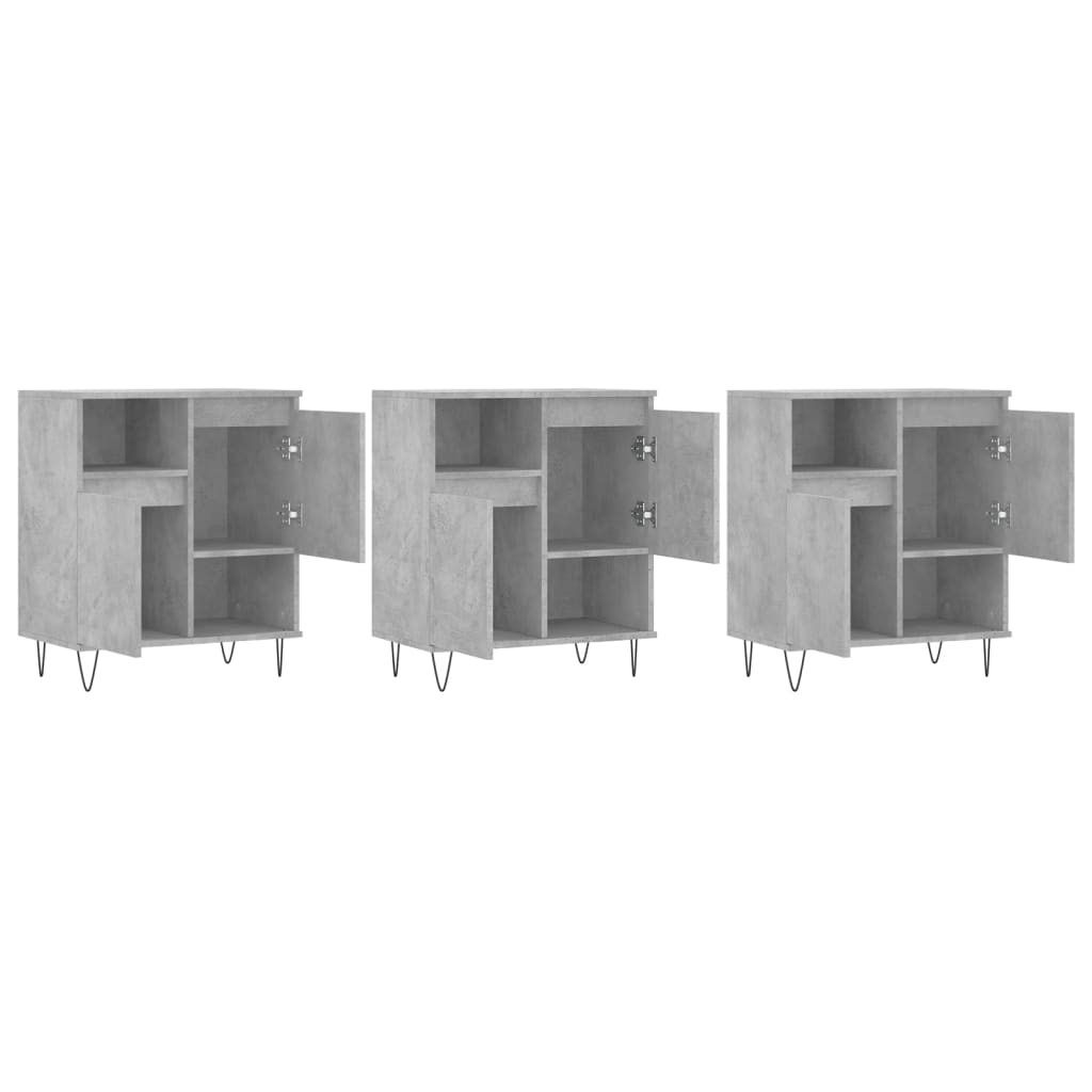 Sideboards 3 pcs Concrete Grey Engineered Wood