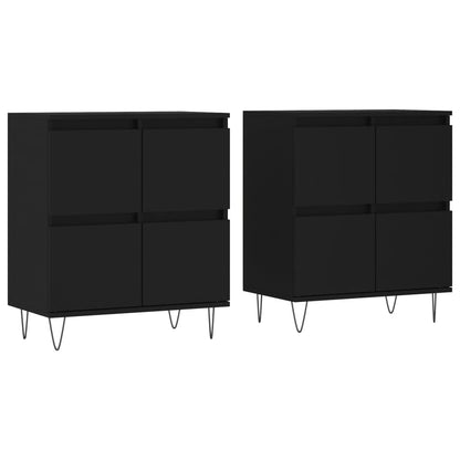 Sideboards 2 pcs Black Engineered Wood