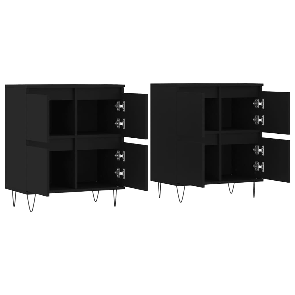 Sideboards 2 pcs Black Engineered Wood