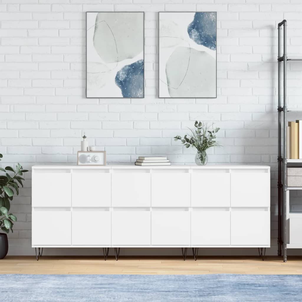 Sideboards 3 pcs White Engineered Wood