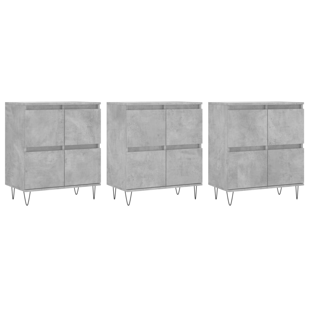 Sideboards 3 pcs Concrete Grey Engineered Wood