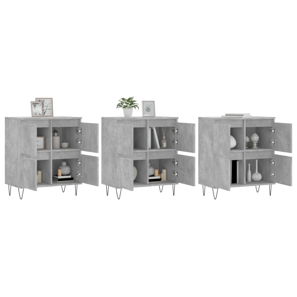 Sideboards 3 pcs Concrete Grey Engineered Wood