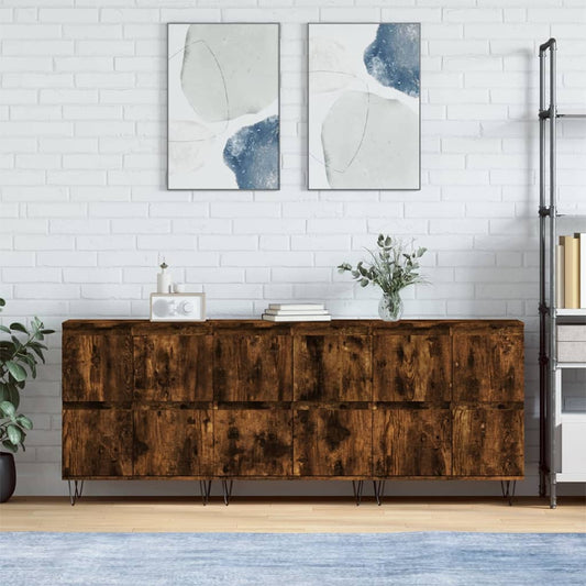 Sideboards 3 pcs Smoked Oak Engineered Wood