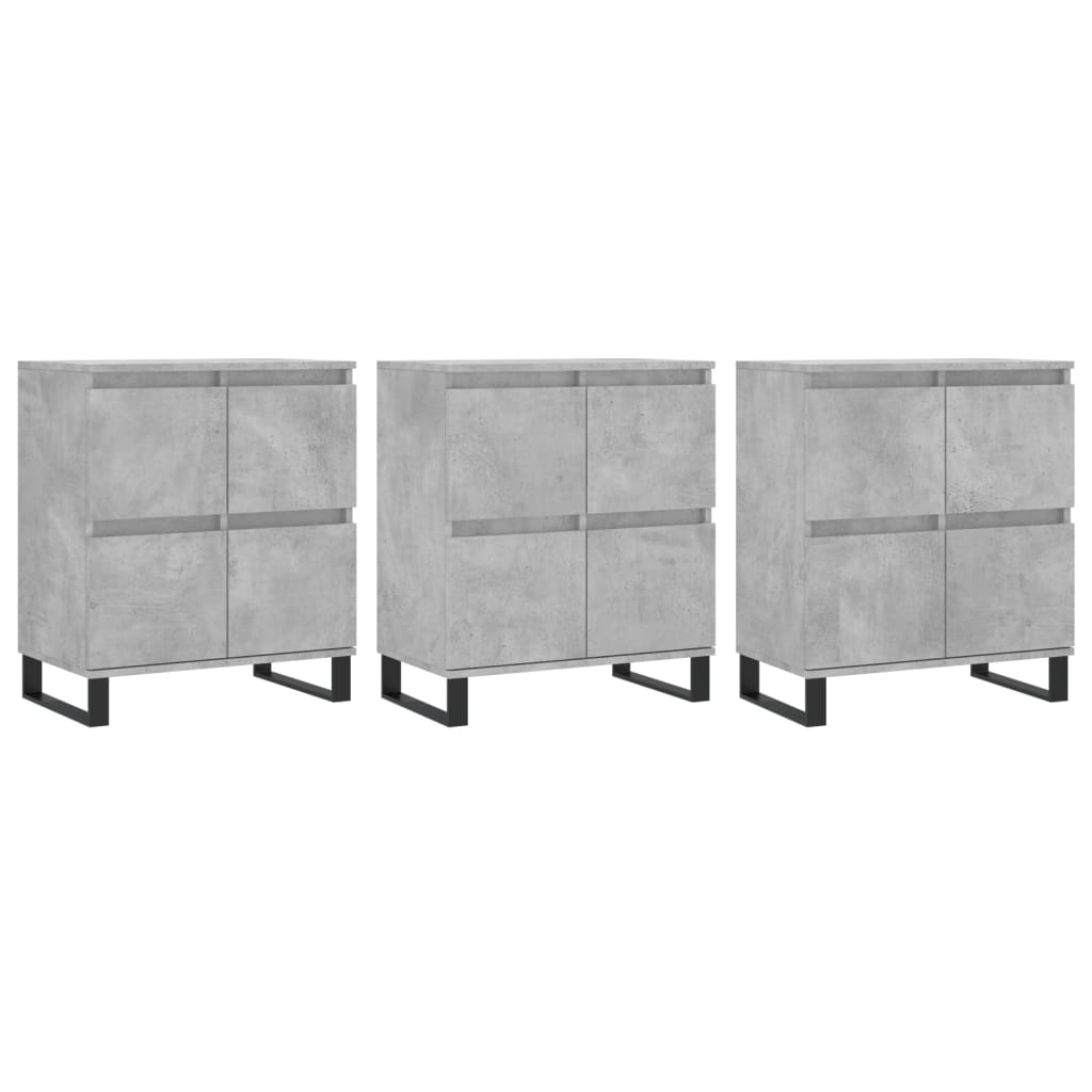 Sideboards 3 pcs Concrete Grey Engineered Wood