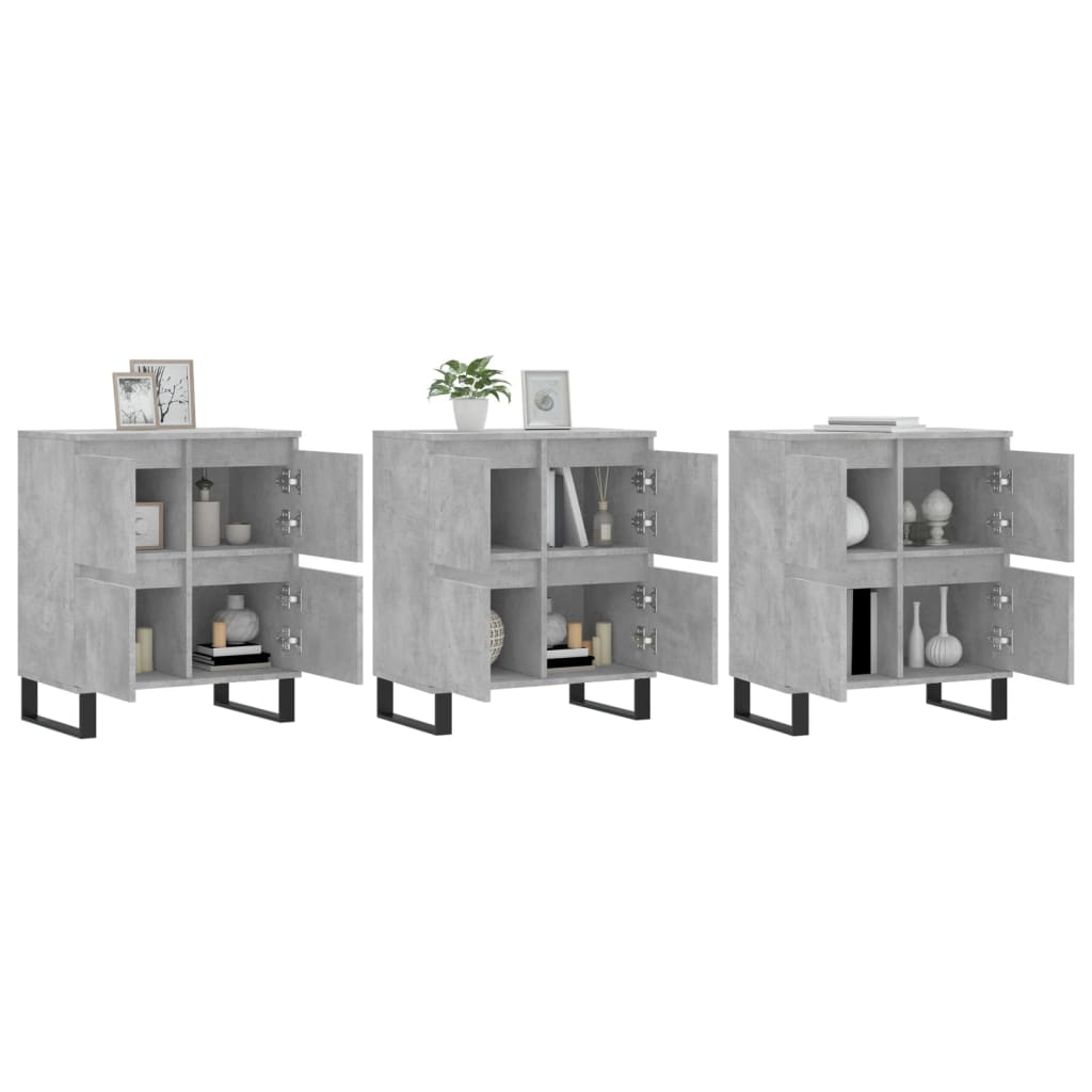 Sideboards 3 pcs Concrete Grey Engineered Wood