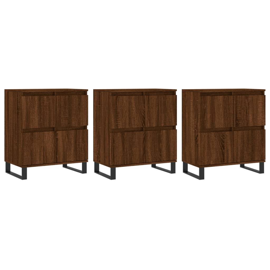 Sideboards 3 pcs Brown Oak Engineered Wood