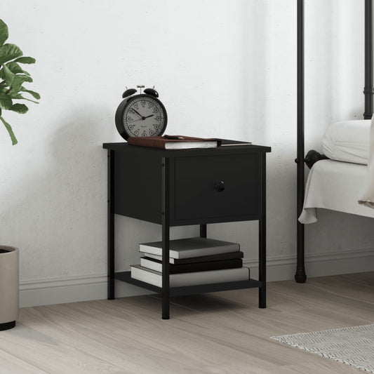 Bedside Table Black 34x35.5x45 cm Engineered Wood