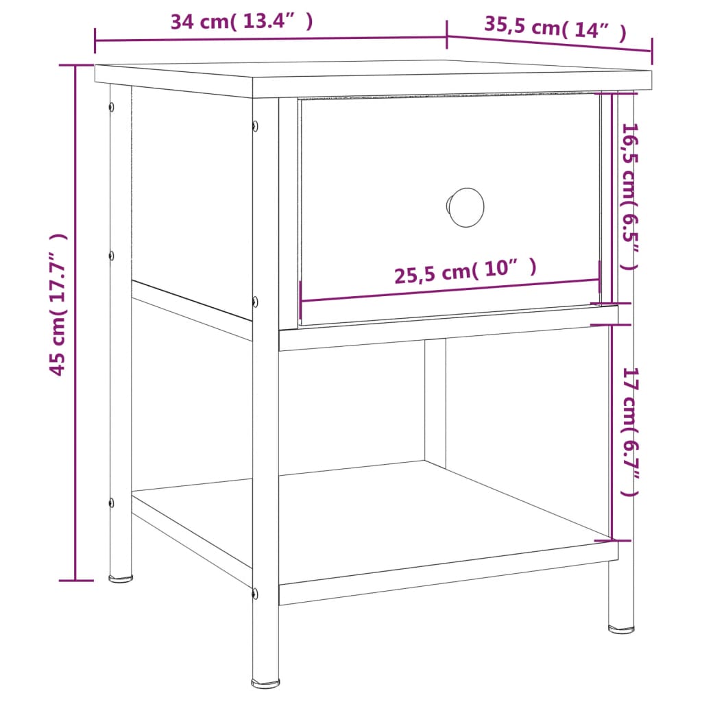 Bedside Table Sonoma Oak 34x35.5x45 cm Engineered Wood