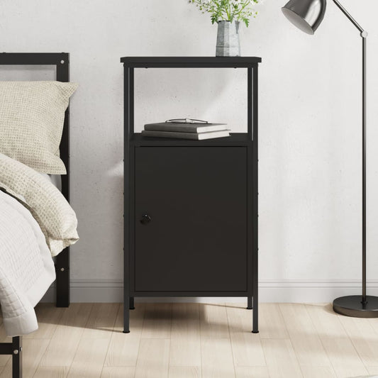 Bedside Cabinet Black 41x31x80 cm Engineered Wood