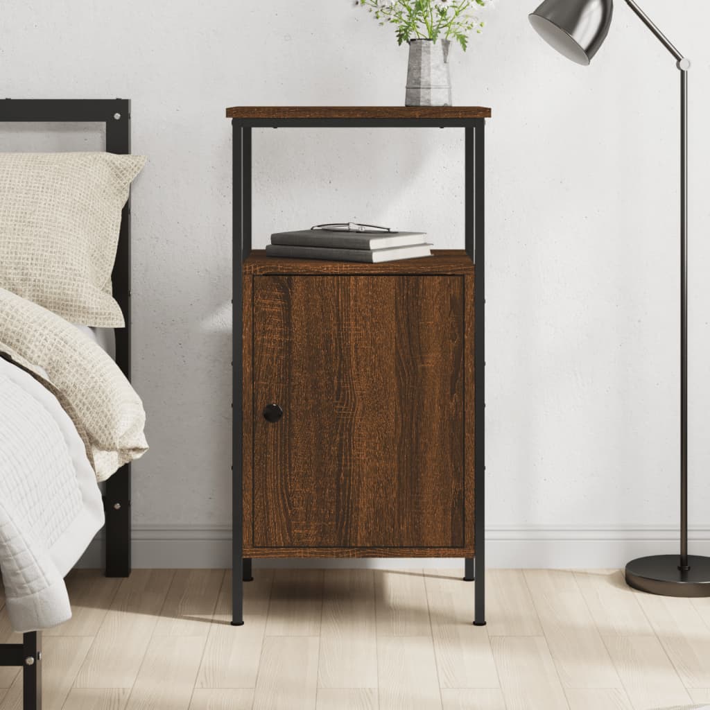 Bedside Cabinet Brown Oak 41x31x80 cm Engineered Wood