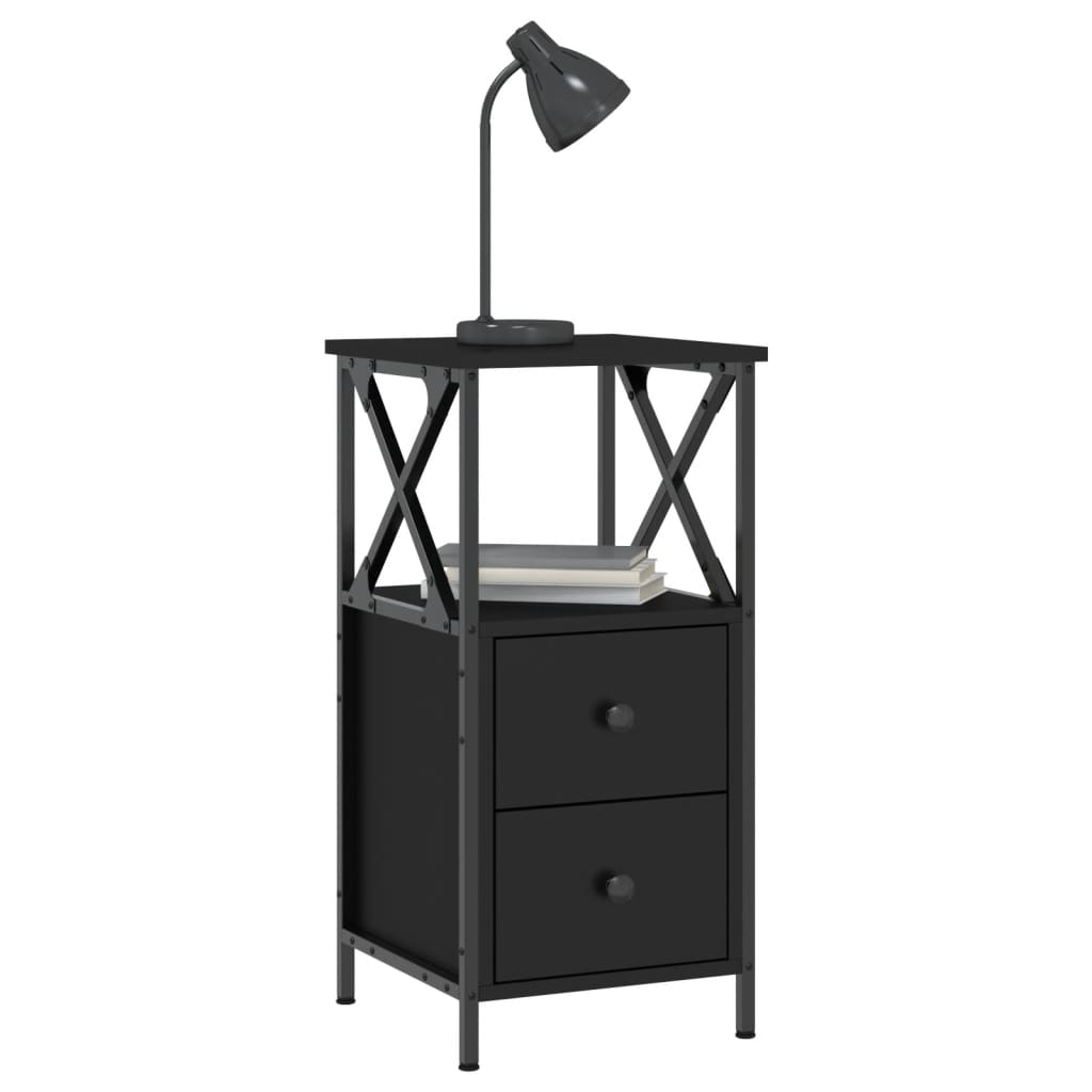 Bedside Cabinet Black 34x35.5x70 cm Engineered Wood