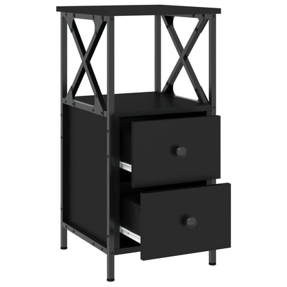 Bedside Cabinet Black 34x35.5x70 cm Engineered Wood