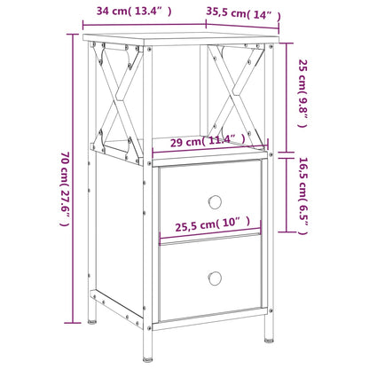 Bedside Cabinet Black 34x35.5x70 cm Engineered Wood