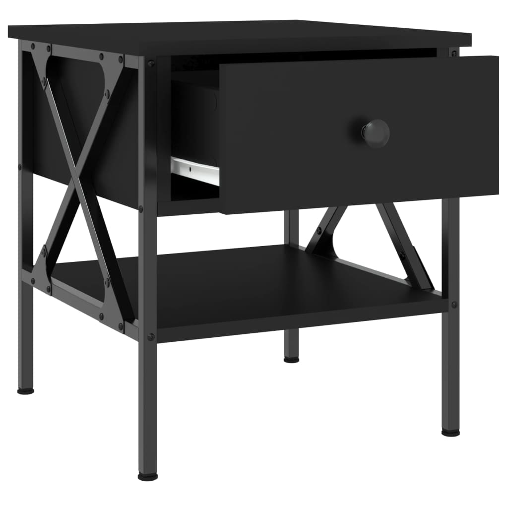 Bedside Table Black 40x42x45 cm Engineered Wood