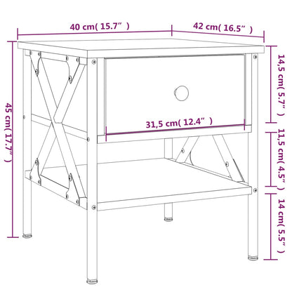 Bedside Table Black 40x42x45 cm Engineered Wood