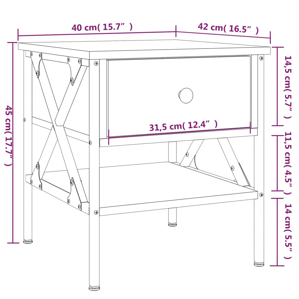 Bedside Table Sonoma Oak 40x42x45 cm Engineered Wood