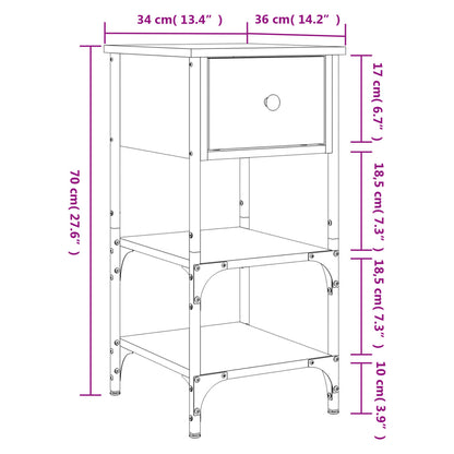 Bedside Cabinet Black 34x36x70 cm Engineered Wood