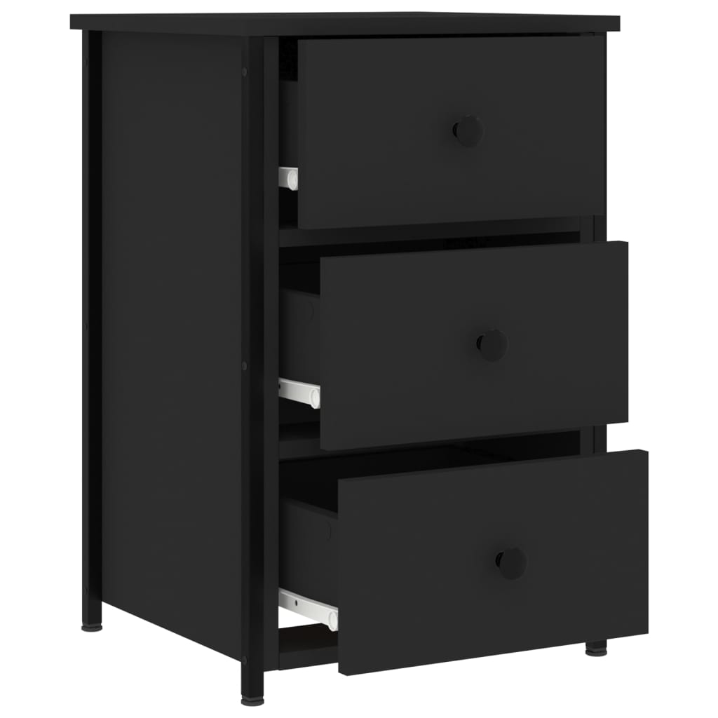 Bedside Cabinets 2 pcs Black 40x36x60 cm Engineered Wood