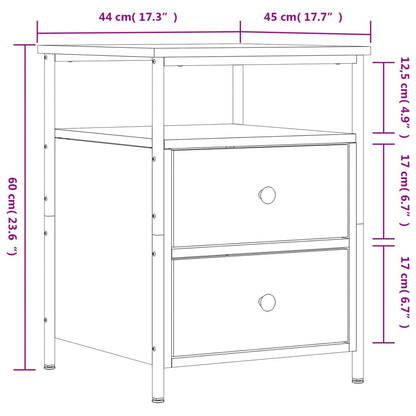 Bedside Cabinet Brown Oak 44x45x60 cm Engineered Wood