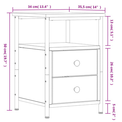 Bedside Cabinet Black 34x35.5x50 cm Engineered Wood