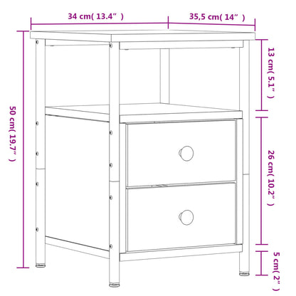 Bedside Cabinet Sonoma Oak 34x35.5x50 cm Engineered Wood