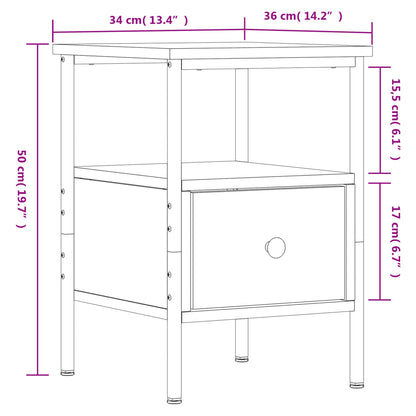 Bedside Cabinet Black 34x36x50 cm Engineered Wood