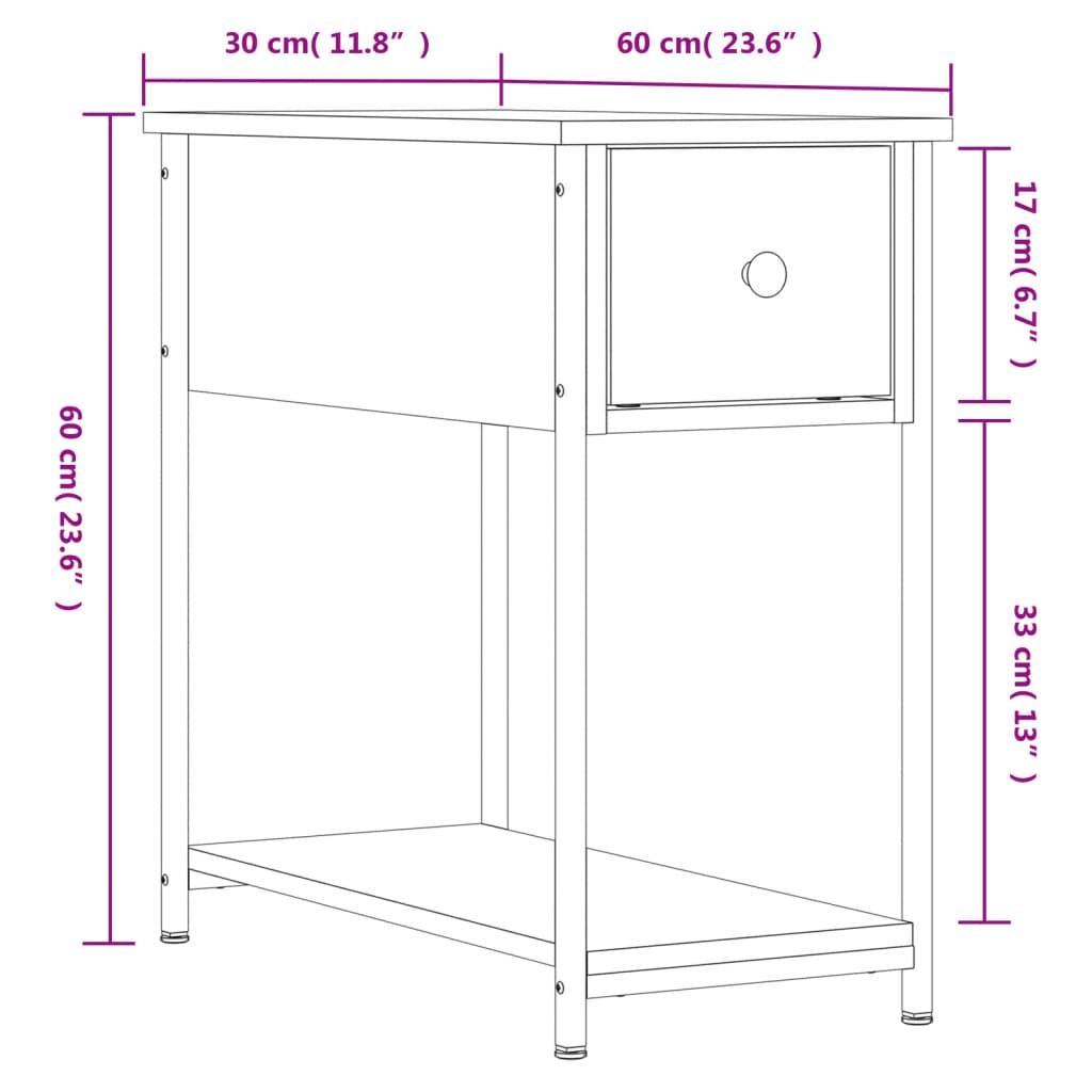 Bedside Cabinet Brown Oak 30x60x60 cm Engineered Wood