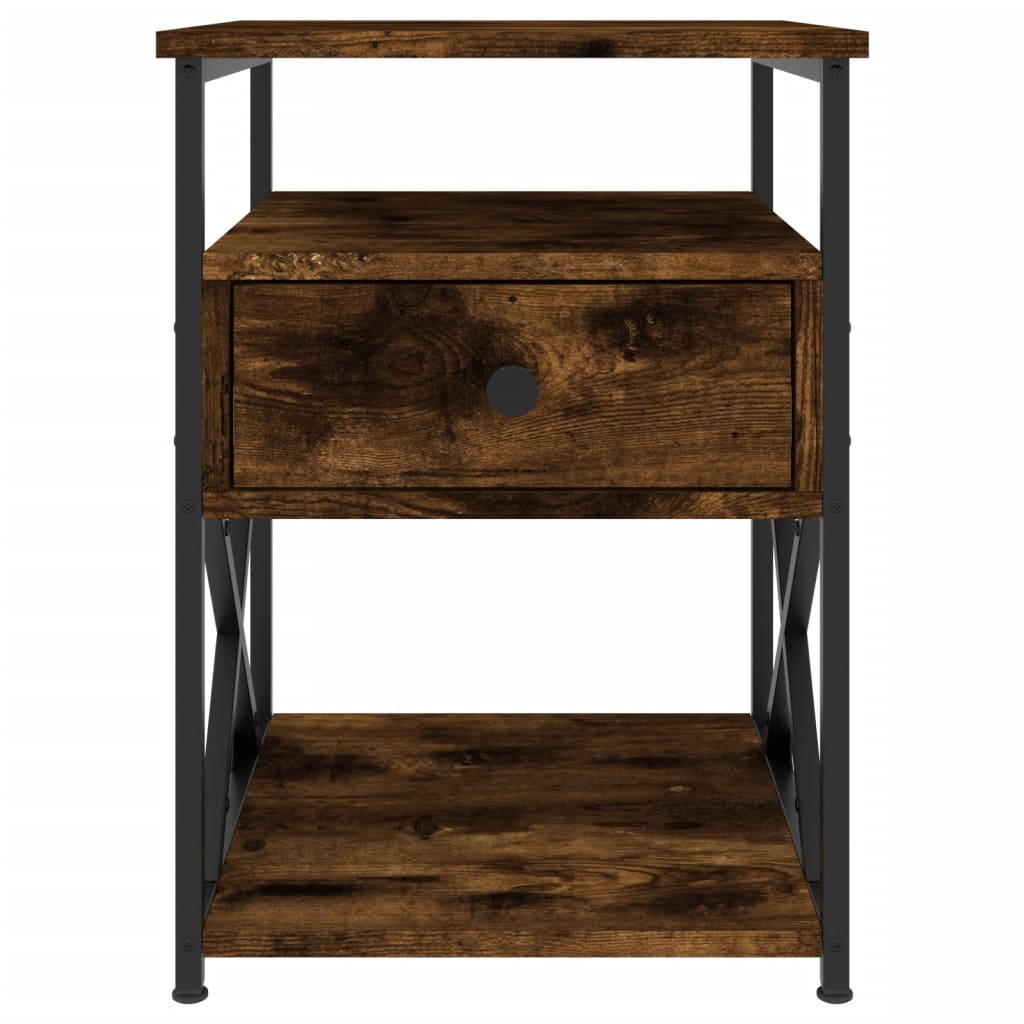 Bedside Cabinet Smoked Oak 40x42x55 cm Engineered Wood