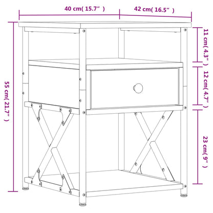 Bedside Cabinet Smoked Oak 40x42x55 cm Engineered Wood