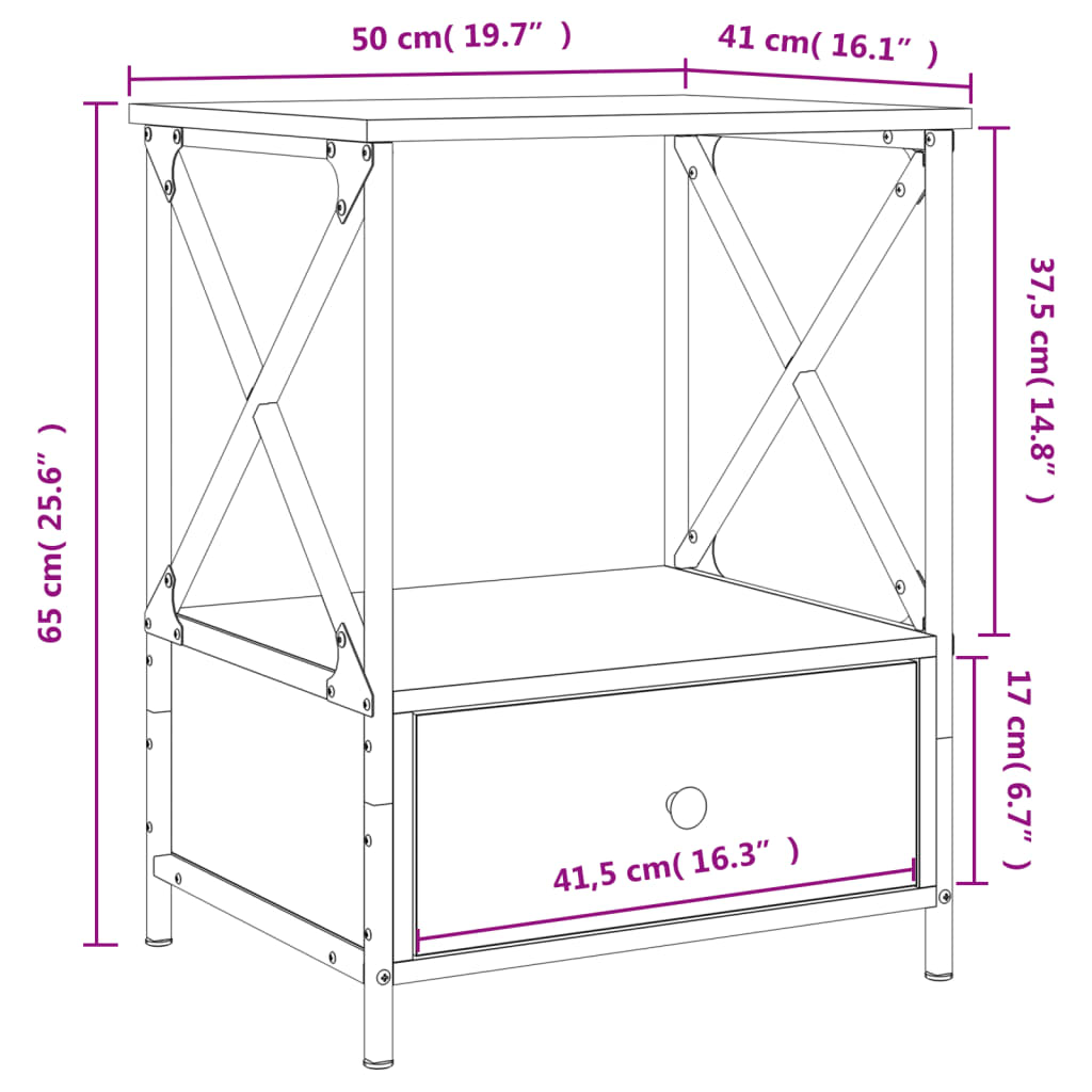 Bedside Tables 2 pcs Black 50x41x65 cm Engineered Wood